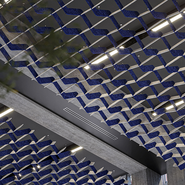 Plafond acoustique ondulé